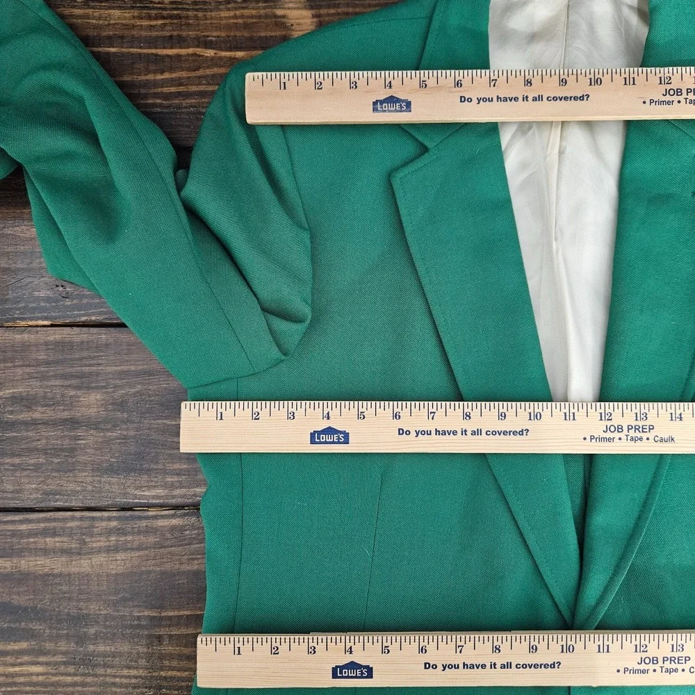 Stafford Men's Sport Coat Blazer Two Button Solid Green Poly Wool Size 46L